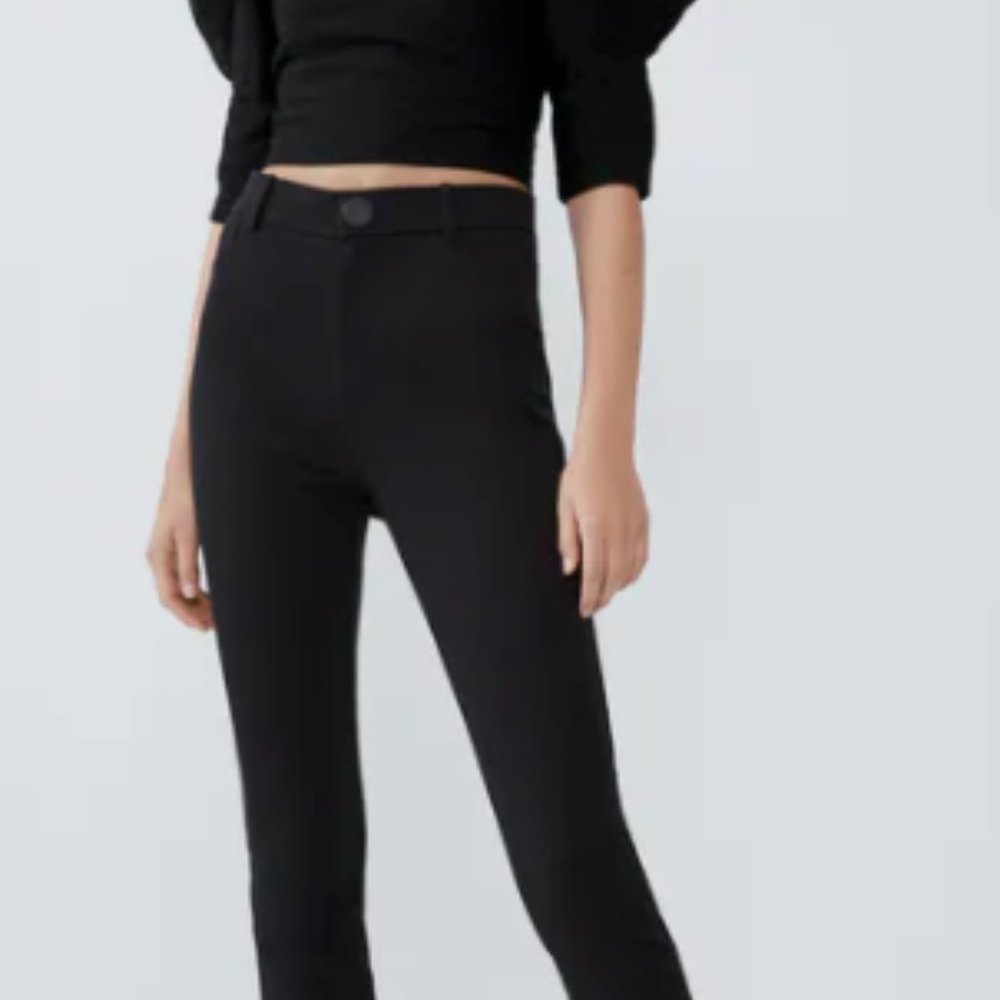 High Waisted Buttoned Leggings - Zara
